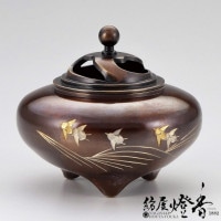 香炉/香器『高岡銅器【玉利久波千鳥香炉/徳色】銅製[空焚き用]』竹中