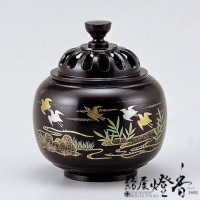 香炉/香器『高岡銅器【平型香炉波鶴/焼青銅色】銅製・能作吉秀作[空