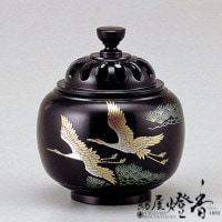 香炉/香器『高岡銅器【玉胴型香炉/波千鳥/蒔絵】銅製[空焚き用]』竹中