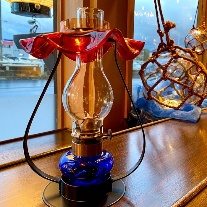 2分笠付き置きランプ 赤 | 北一硝子 まごころお届け便