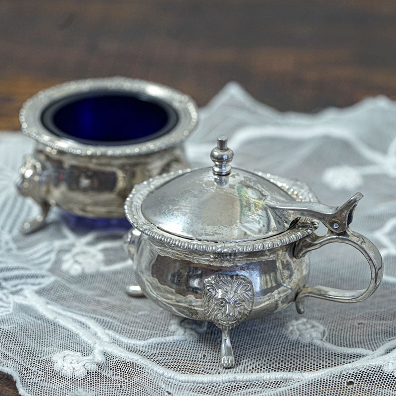 アンティークのシルバープレートソルト＆マスタード入れ gc-1550の通販