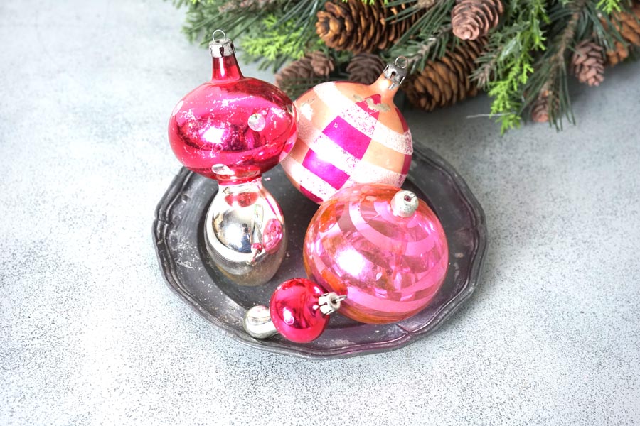 アンティーク クリスマスオーナメント 吹きガラス アソートセットH gx