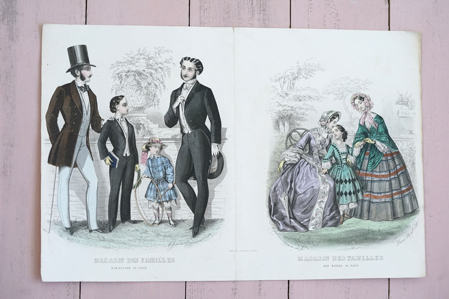 ファッションプレート120枚の製本 フランスアンティーク アンティーク