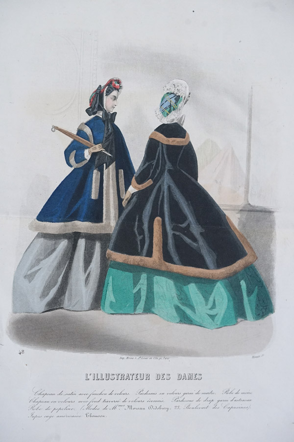 フランスアンティークファッションプレート銅版画19C中期頃 gh-271の