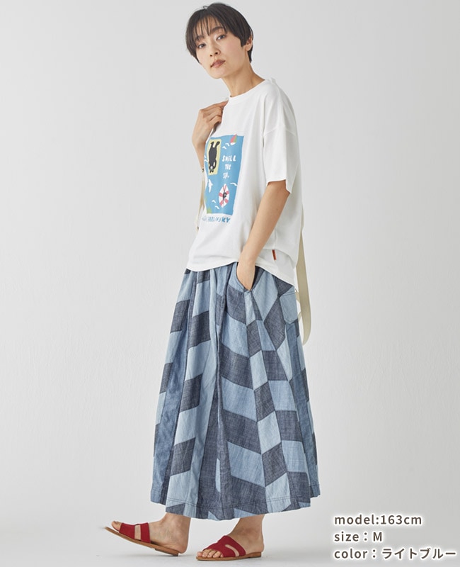 クリフメイヤー[公式] インディゴパッチワークスカート LADYS W2453107