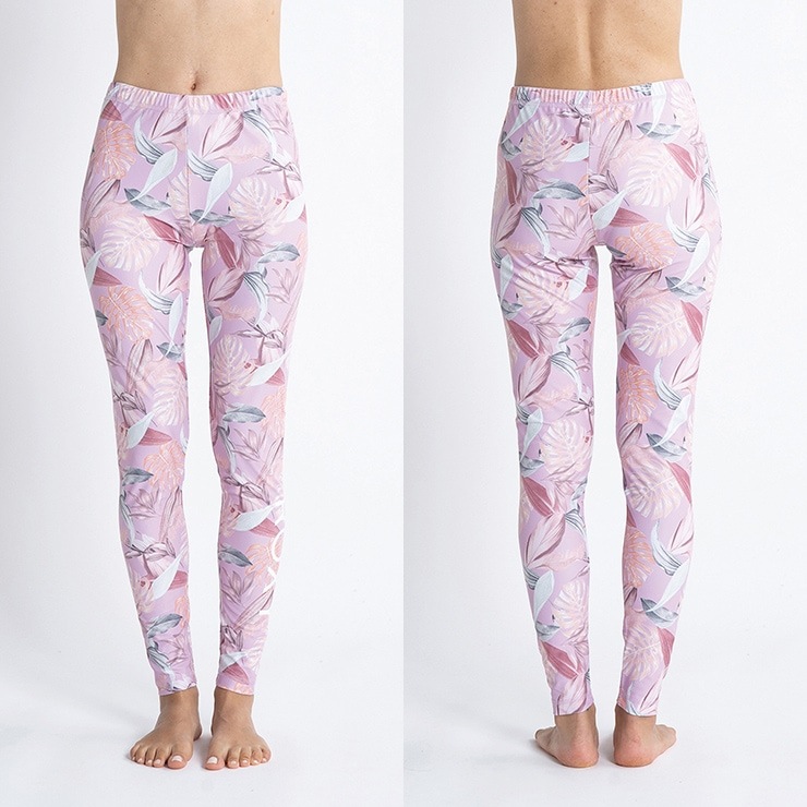 アウトレット ROXY ロキシー MERMAID 総柄 リーフ プリント レギンス