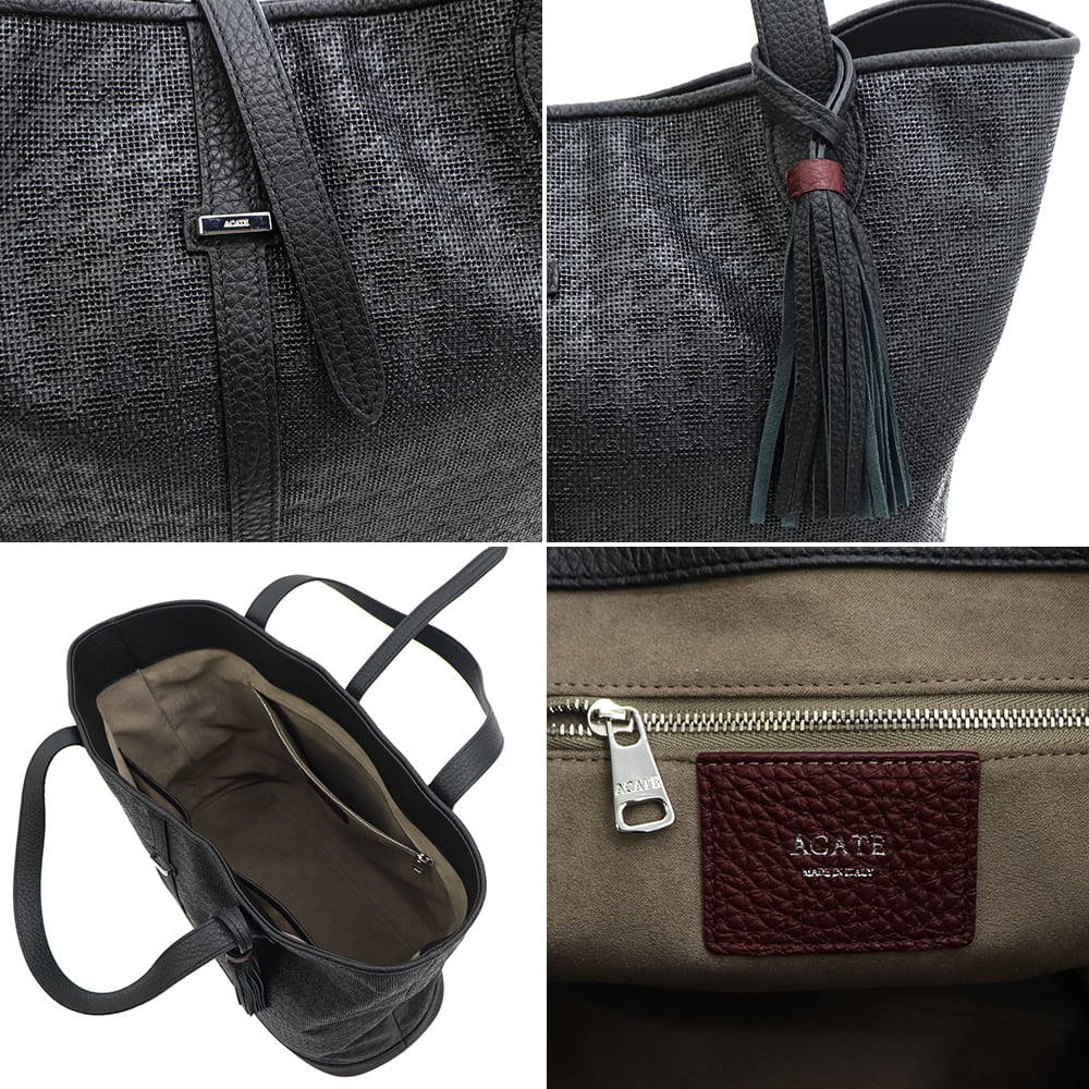 アカーテ バッグ PVC カーフレザー トートバッグ カウス2ファブリック