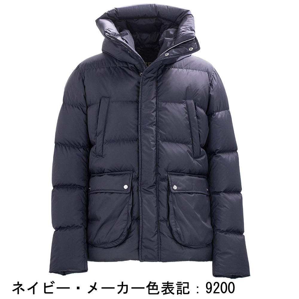 ヘルノ ダウン メンズ ポーラテック 撥水ナイロン フーデッドダウン