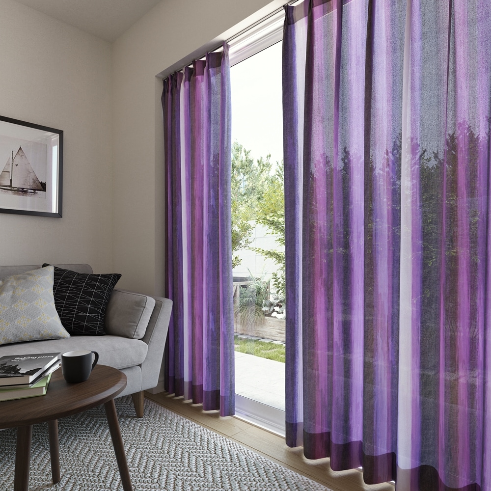 印象的な窓辺に＞大胆なストライプ柄ボイルレースカーテン【ボイル