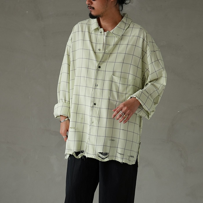 30%OFF】(anc-sh28-a) / ANCELLM (アンセルム) / RAYON CHECK CRASH LS