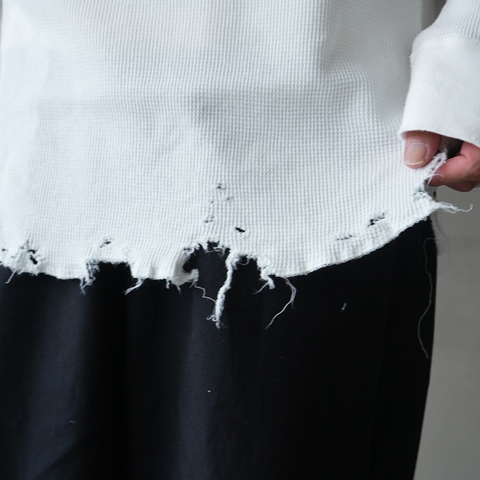 anc-ct134) / ANCELLM (アンセルム) / DAMAGE WAFFLE CREW LS T-SHIRT