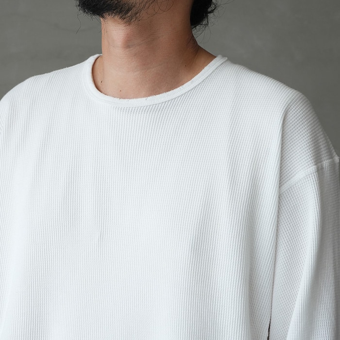 anc-ct134) / ANCELLM (アンセルム) / DAMAGE WAFFLE CREW LS T-SHIRT