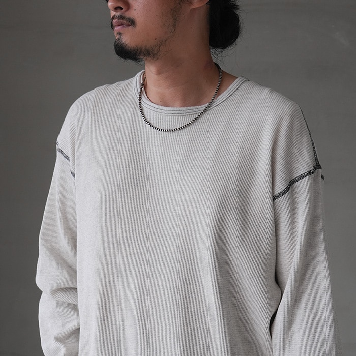anc-ct77) / ANCELLM (アンセルム) / DAMAGE WAFFLE CREW LS T-SHIRT