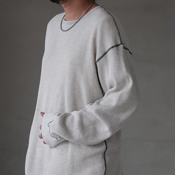 anc-ct77) / ANCELLM (アンセルム) / DAMAGE WAFFLE CREW LS T-SHIRT