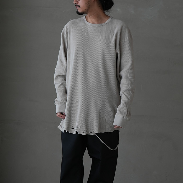 anc-ct56) / ANCELLM (アンセルム) / DAMAGE WAFFLE CREW LS T-SHIRT