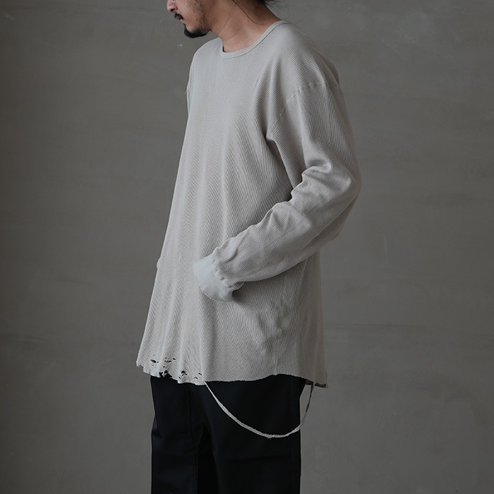 anc-ct56) / ANCELLM (アンセルム) / DAMAGE WAFFLE CREW LS T-SHIRT