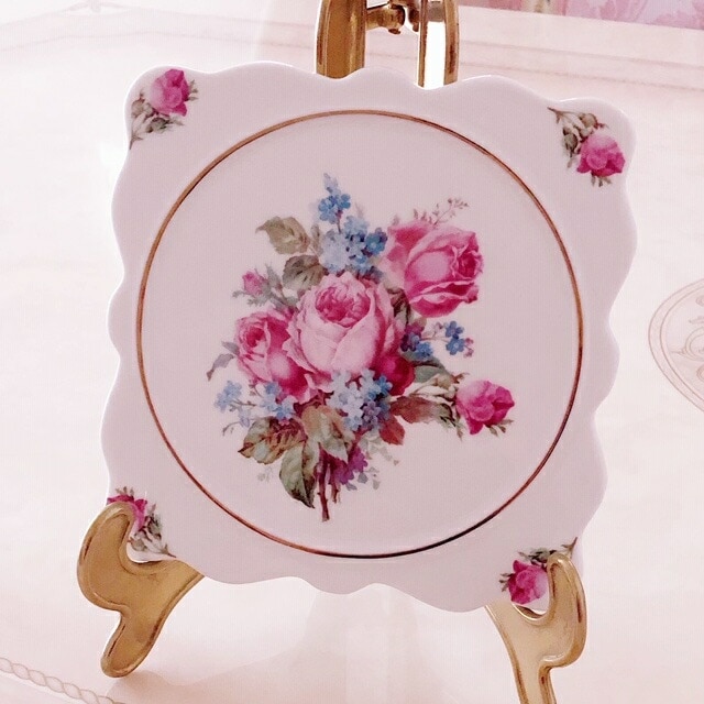 パンマット（陶器製鍋敷き） 【薔薇雑貨 ローズ雑貨 キッチン雑貨 耐熱