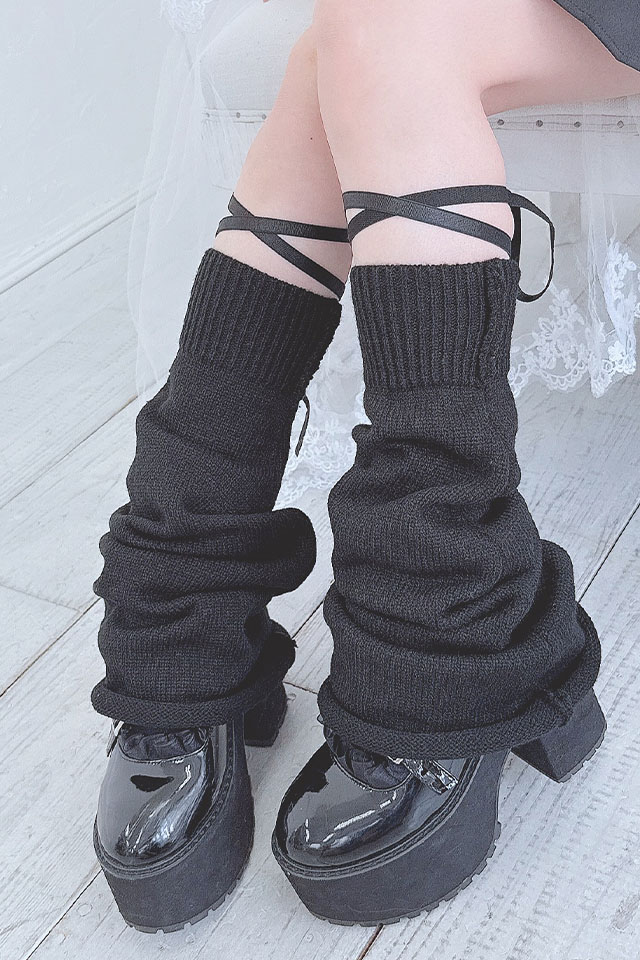 MA*RS】レースアップテープ付きレッグウォーマー - ブラック size-F