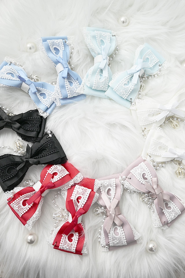 Princess Melody】クラウン×ハートレースりぼんクリップ 2個SET