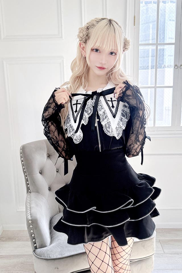 MA*RS】アーム付きクロス刺繍ブラウス - ホワイト size-F | 地雷系