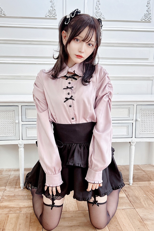 MA*RS】デコルテ開きメローフリル襟ブラウス - ピンク size-F | 地雷系