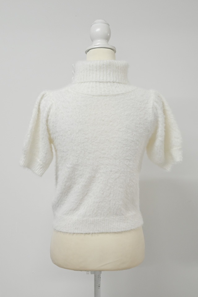 MA*RS】アームウォーマー付き胸開きシャギーニット - WHT/ピンク size