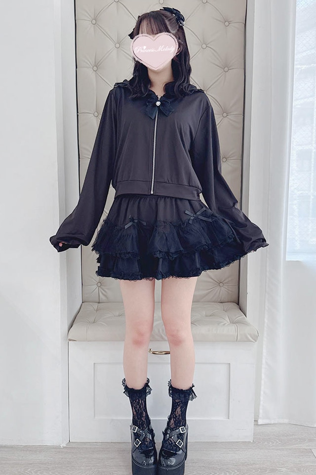 Princess Melody】2段チュール重ねフリルスカパン - ブラック size-F