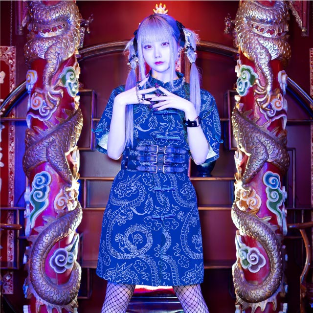 ドラゴンパターンチャイナシャツ【GREEN DRAGON】｜LISTEN FLAVOR