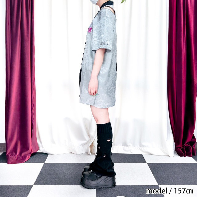 虎と牡丹のチャイナシャツ【BLACK】｜LISTEN FLAVOR(リッスン