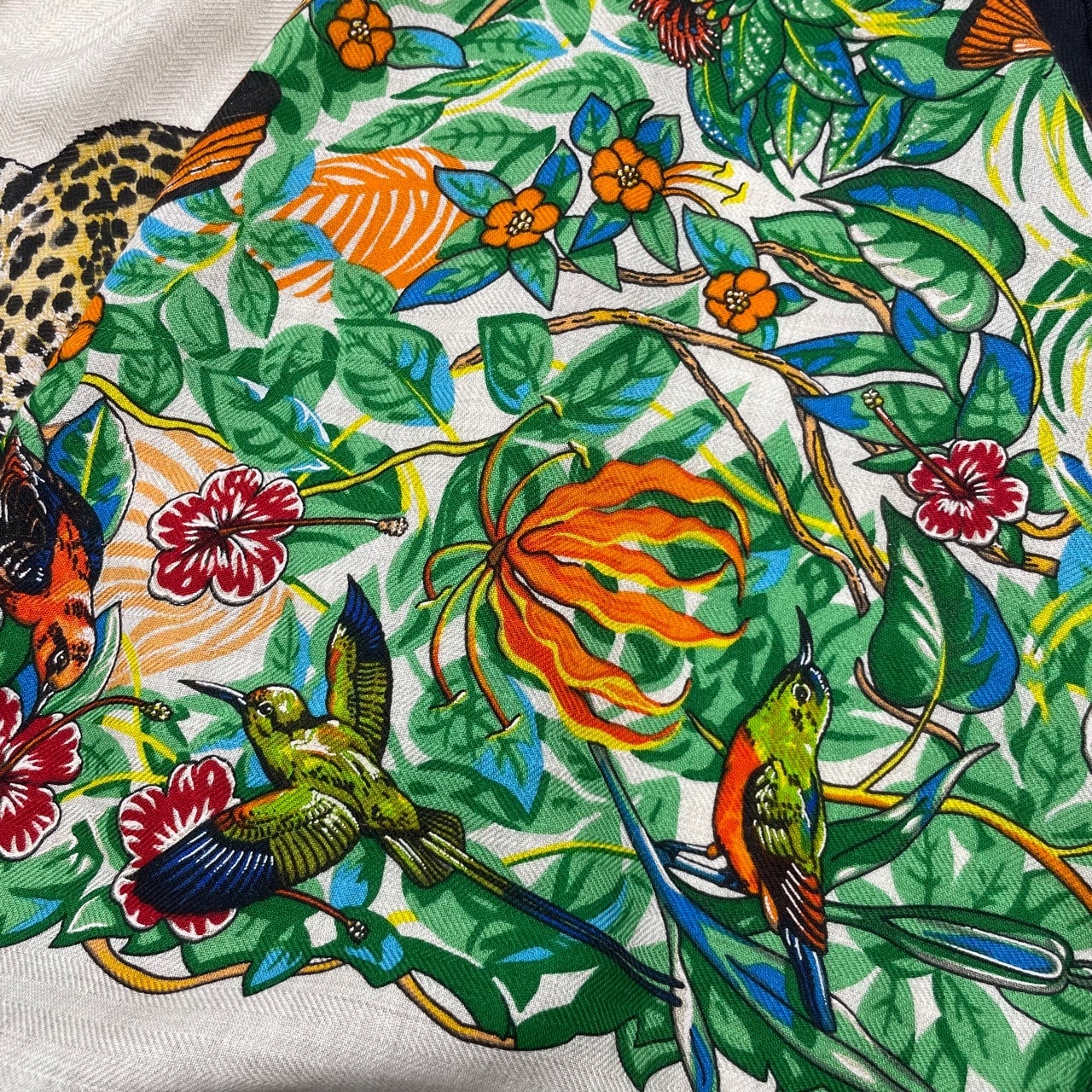 エルメス トライアングル ジェアン ジャングルラブ カシミアシルク