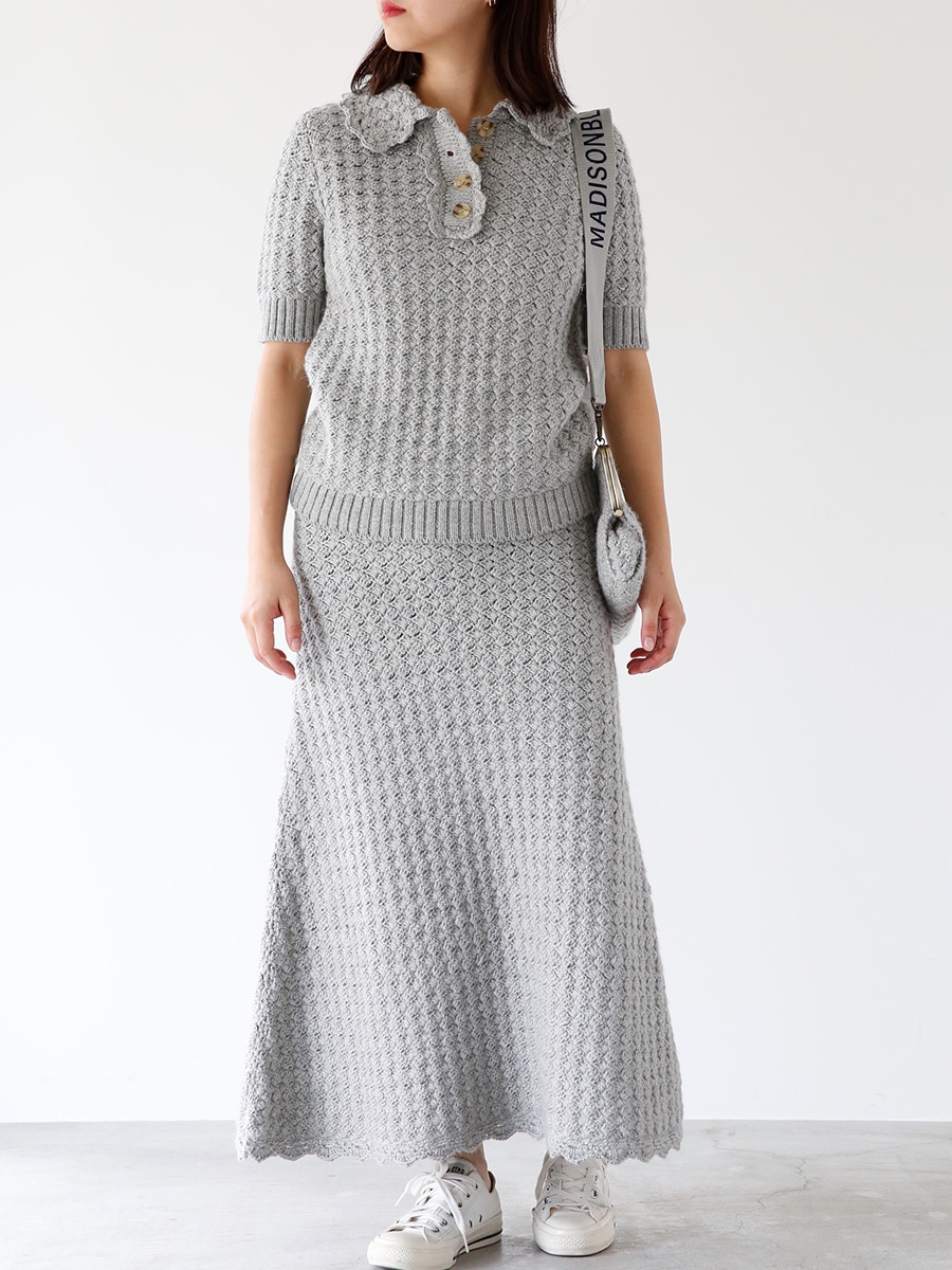 CROCHET POLO KNIT | KNIT | MADISONBLUE