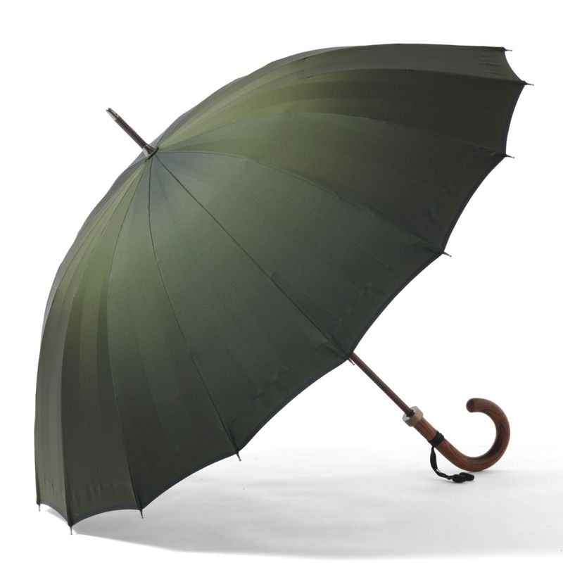 メンズ雨傘】チェス-ロング-カーボン-モスグリーン｜トンボ洋傘前原