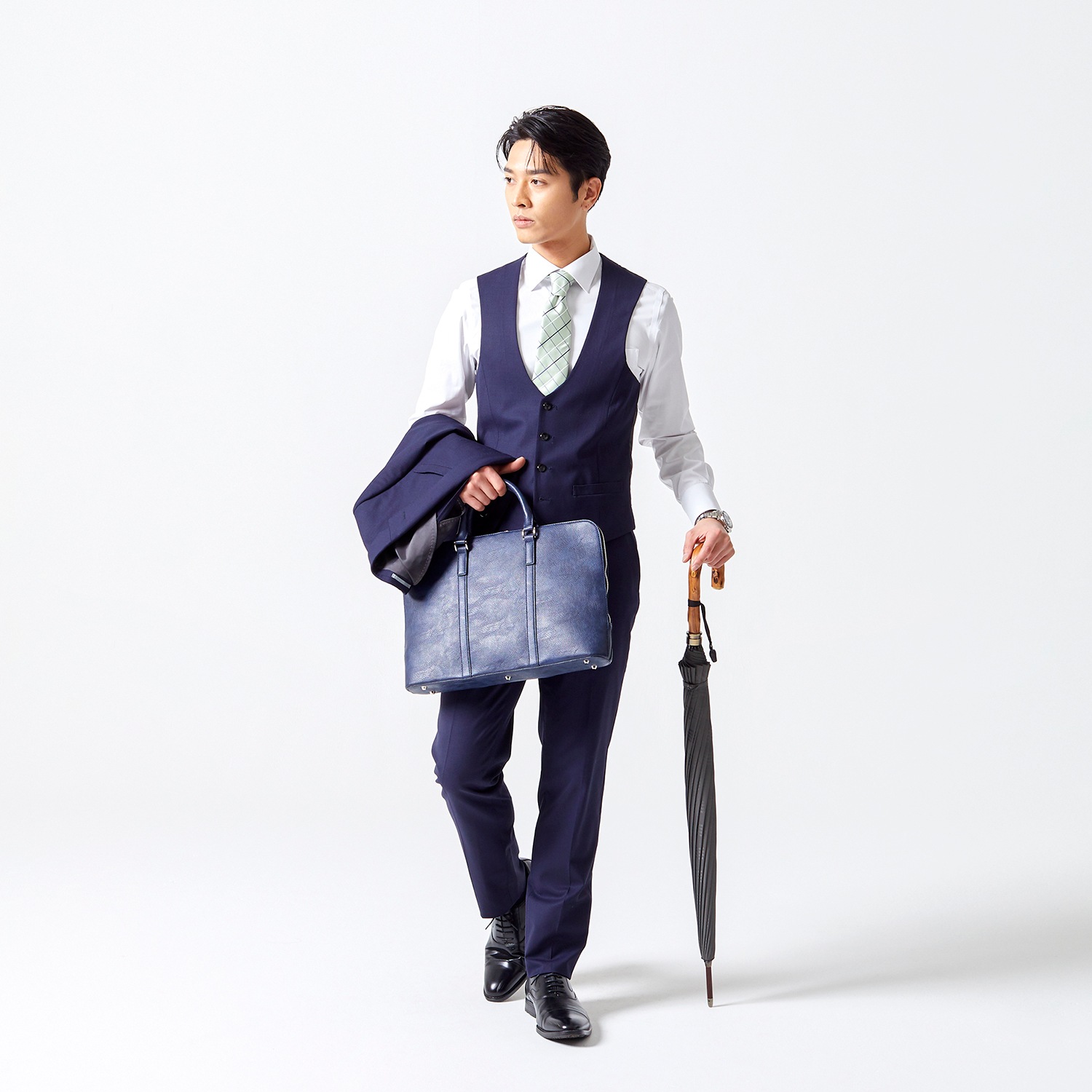 メンズ雨傘】チェス-ロング-カーボン-グレー｜トンボ洋傘前原光榮商店