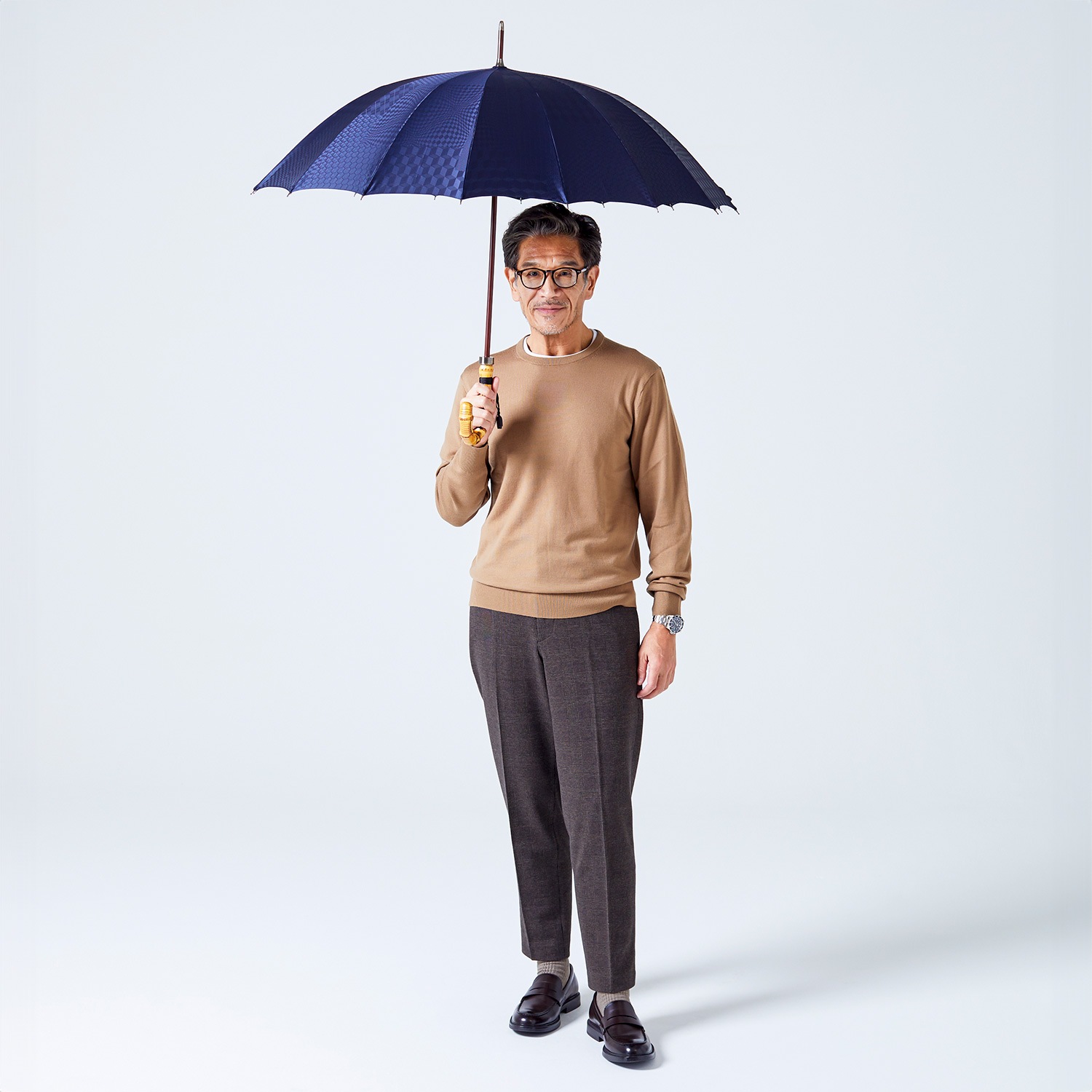 メンズ雨傘】ユージェイ-カーボン-パープルネイビー｜トンボ洋傘前原