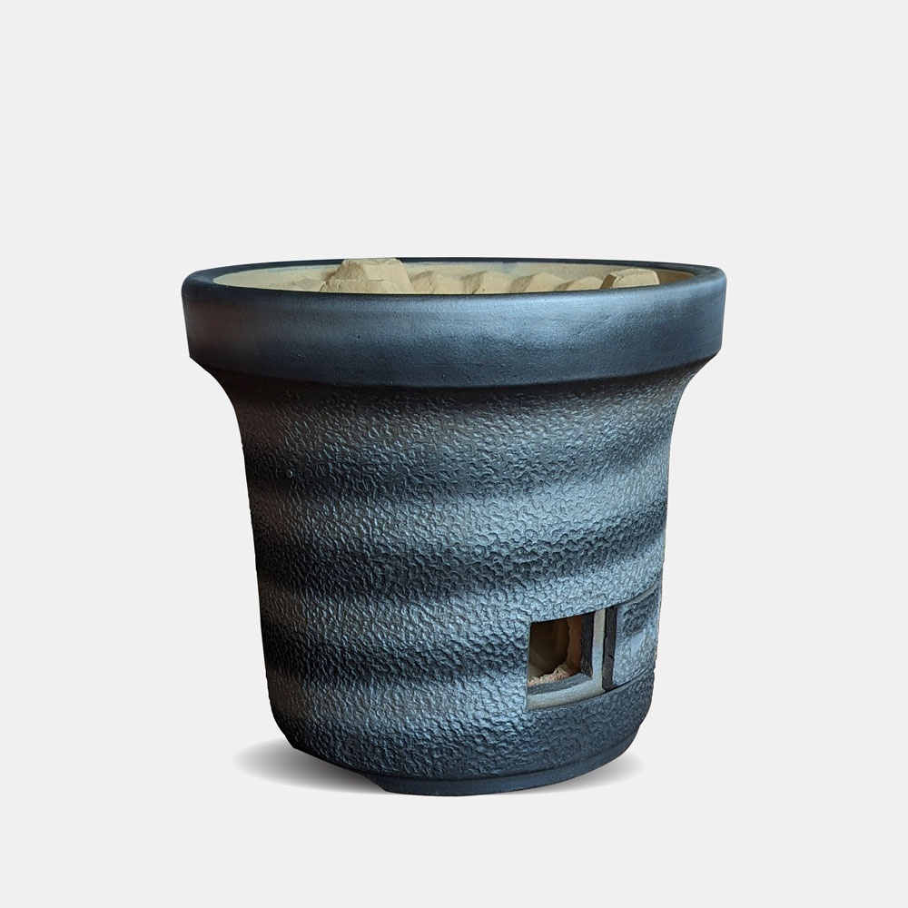 三州丸栄 三河木炭黒七輪大型（銀） 10号 30cm