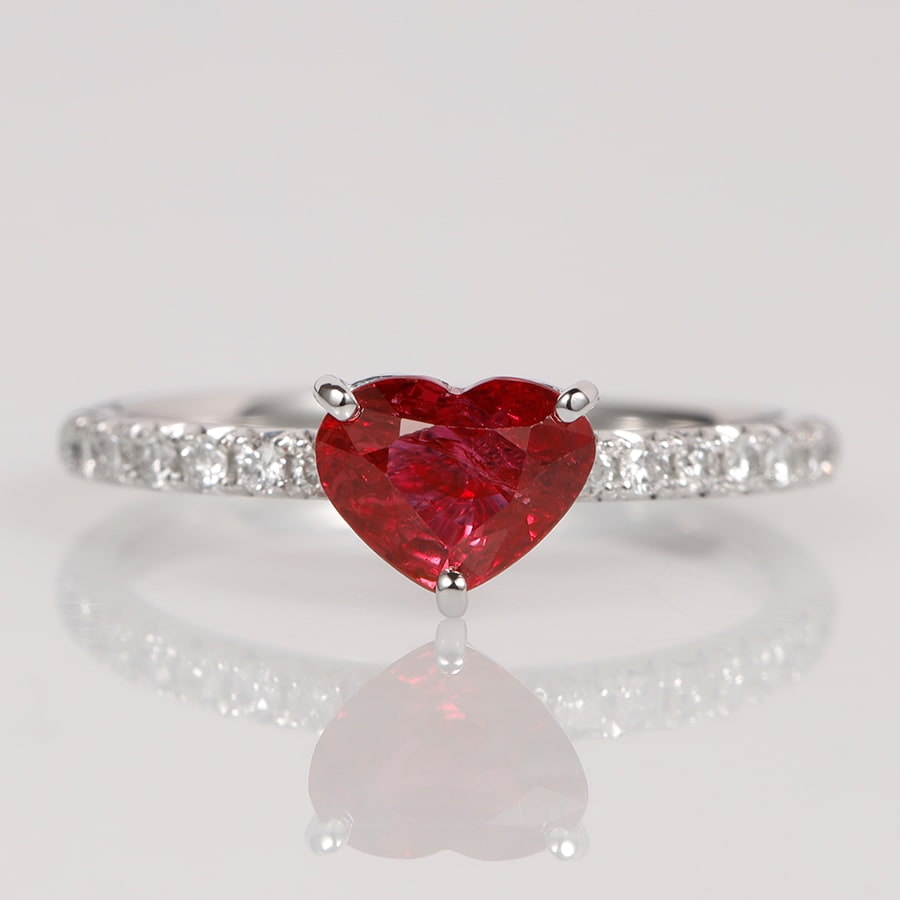 ルガ 非加熱ピジョンブラッドルビー リング ハート 1ct /s0540rp