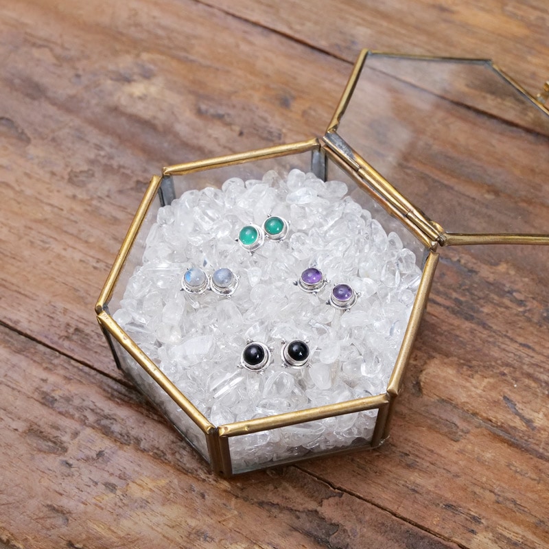 シルバー×天然石ピアス ラウンド【メール便可】｜マライカ公式通販