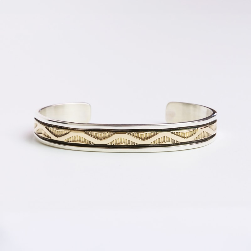 ◇sizeM ブルースモーガン 14金 スタンプワーク バングル｜マライカ