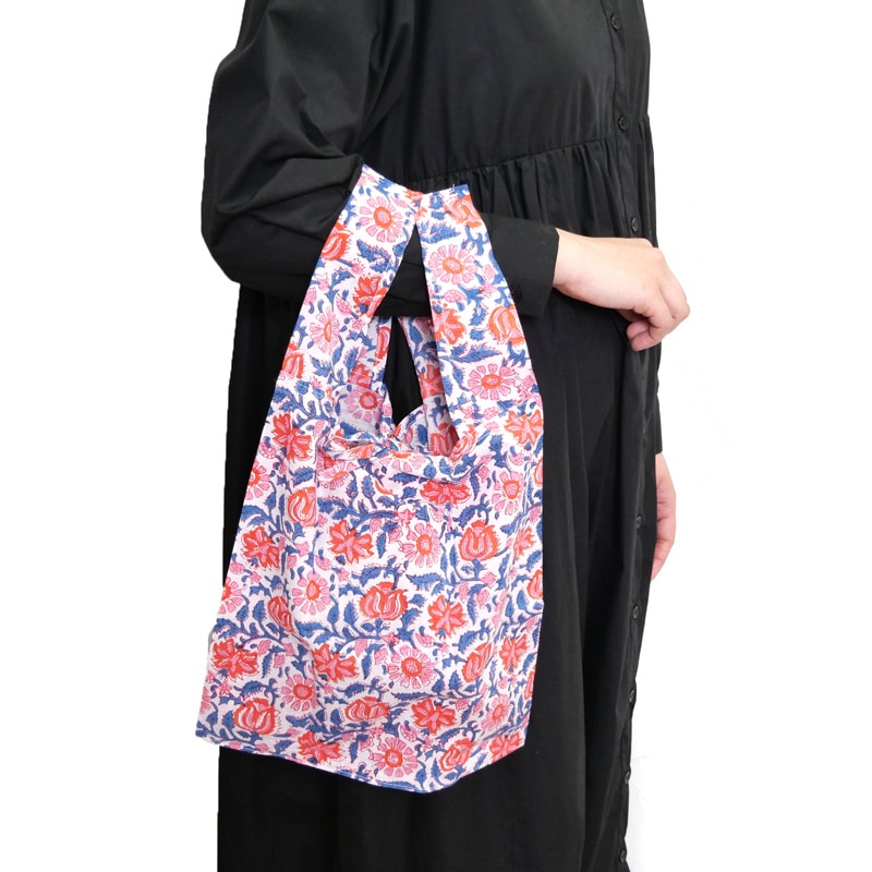 映画「52ヘルツのクジラたち 」着用品 ブロックプリントエコバッグ M