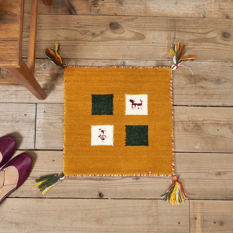 インド ギャッベ 40cm×40cm 正方形 ラグ・マット｜マライカ公式通販