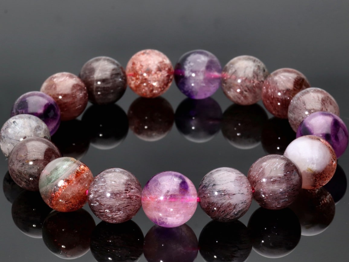 1点物】5Aグレード☆濃厚内包物☆天然石ブレスレット/スーパーセブン