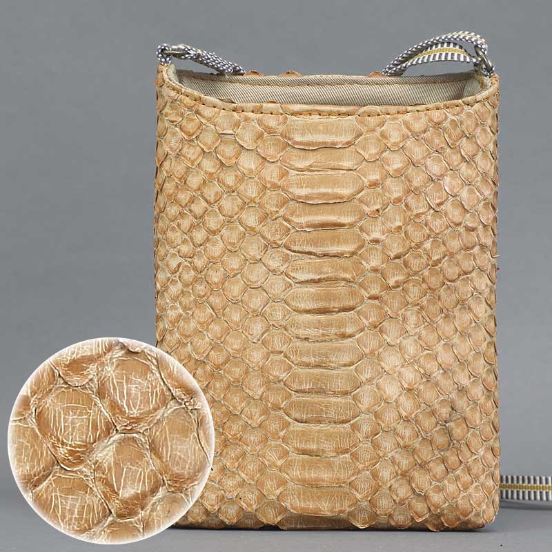 本皮スマホ祭ポシェット【蛇革（パイソンレザー）ベージュ】祭用品専門