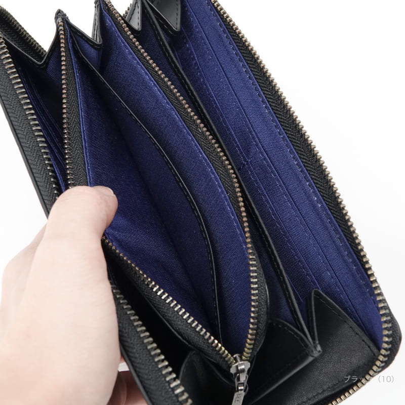 ミリオン ラウンド長財布 クロコエンボス ブラック ゴールド レザー