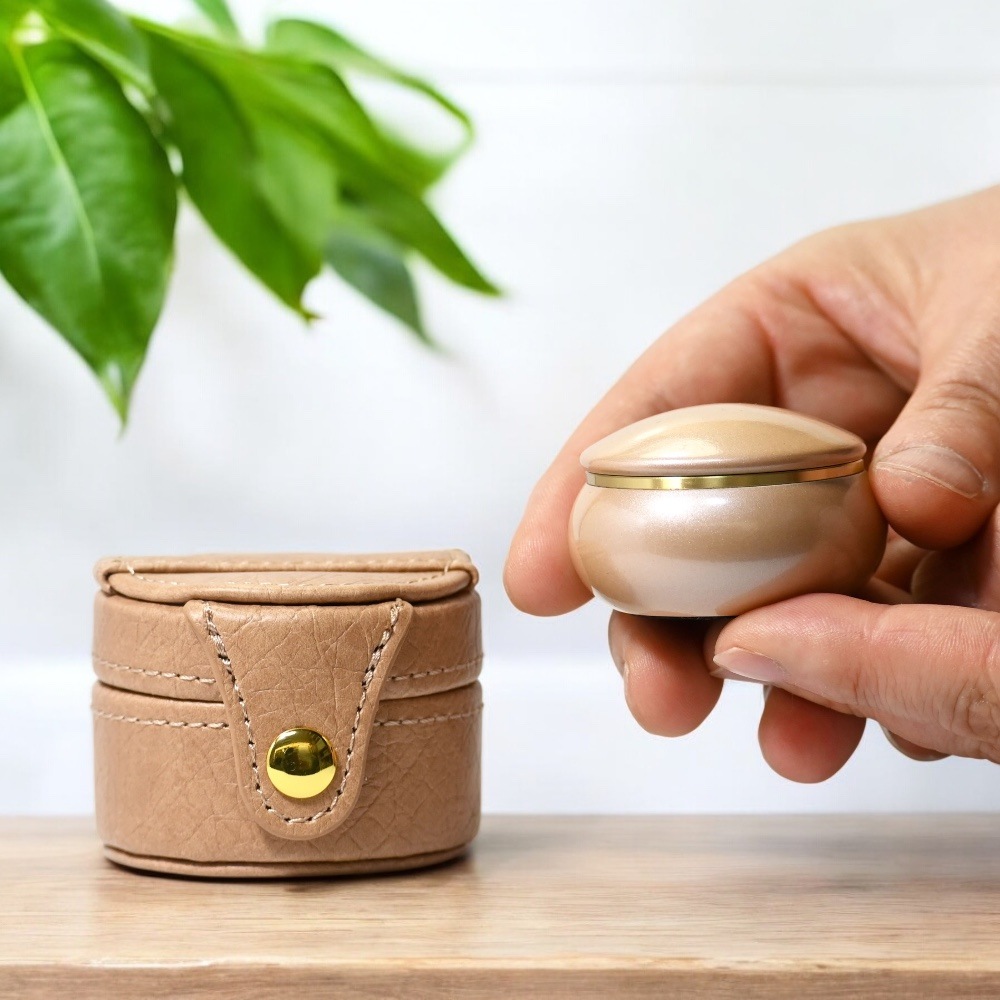 小さな携帯型骨壷,フルールシリーズおしゃれでかわいい携帯ケース付