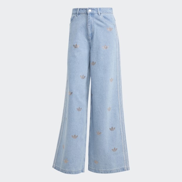 レディース デニム ラインストーン パンツ クリアブルー ｜アパレル