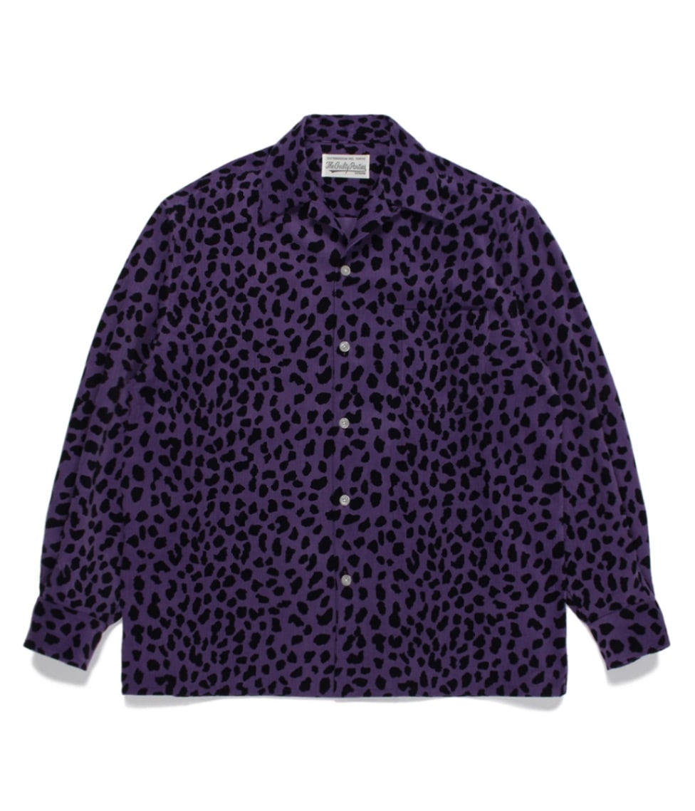 LEOPARD CORDUROY OPEN COLLAR SHIRT (TYPE-3)【PURPLE】｜WACKO MARIA