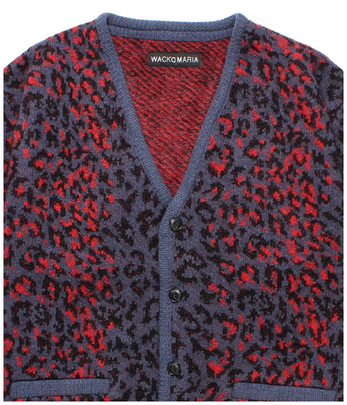 LEOPARD MOHAIR JACQUARD KNIT CARDIGAN【NAVY】｜WACKO MARIA