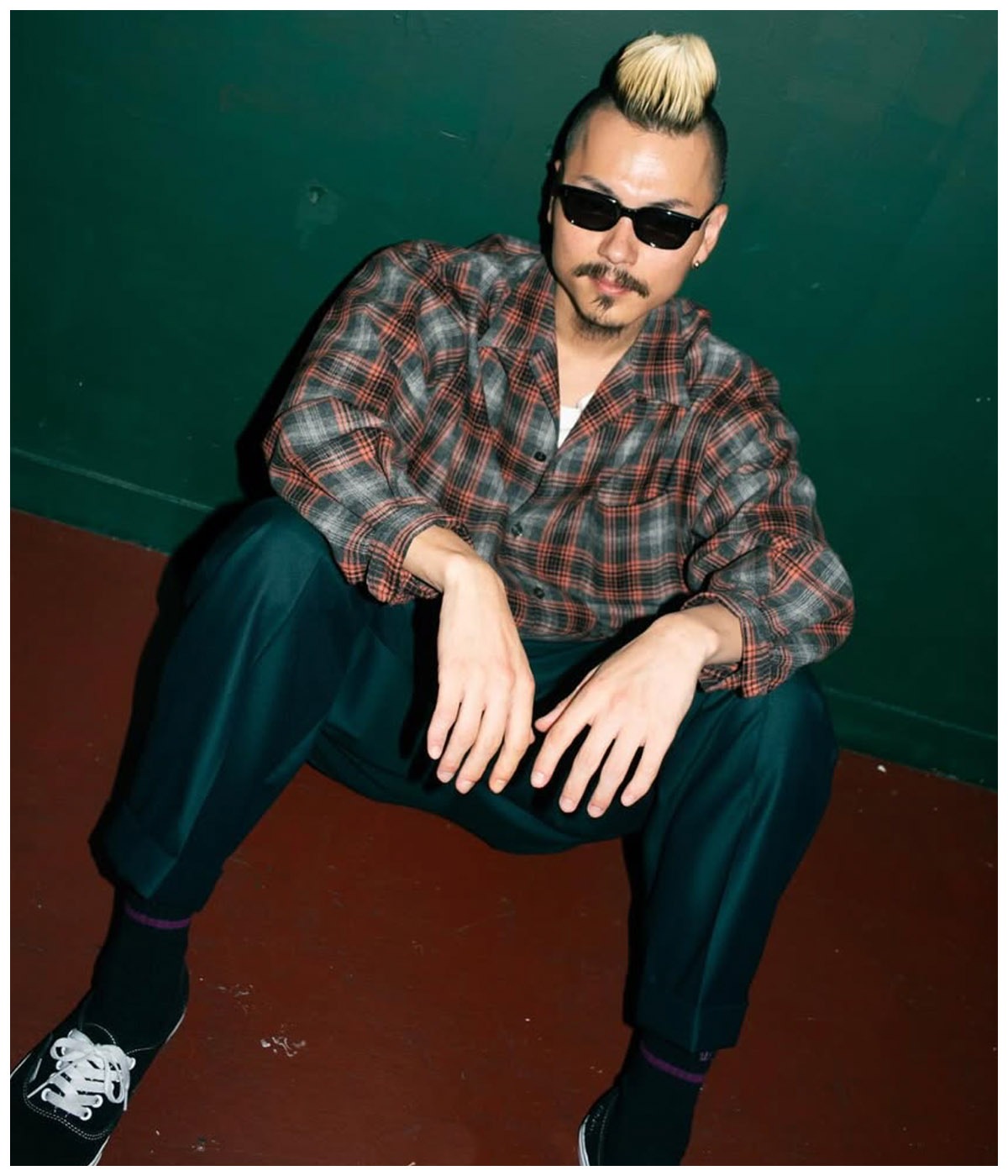 PENDOLTON / WOOL OMBRE CHECK OPEN COLLAR SHIRT (TYPE-2)【GRAY