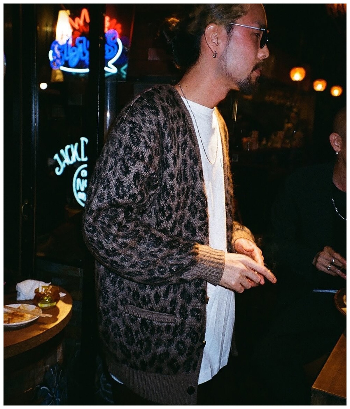 LEOPARD HEAVY MOHAIR KNIT CARDIGAN【CHARCOAL】｜WACKO MARIA