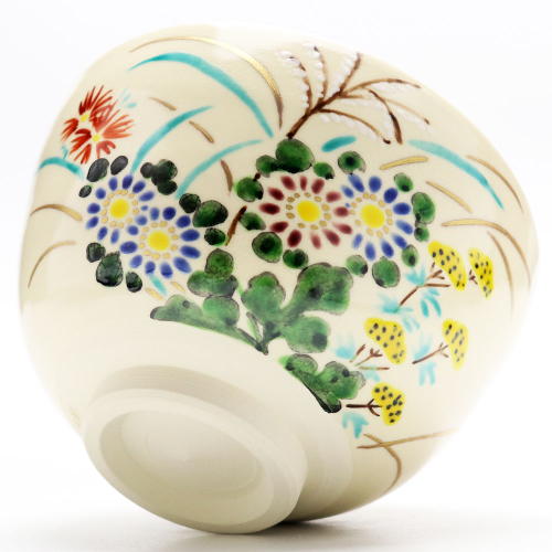 抹茶茶碗 色絵 秋草 中村陶彩作 秋物の通販は【茶道具のみのる園】